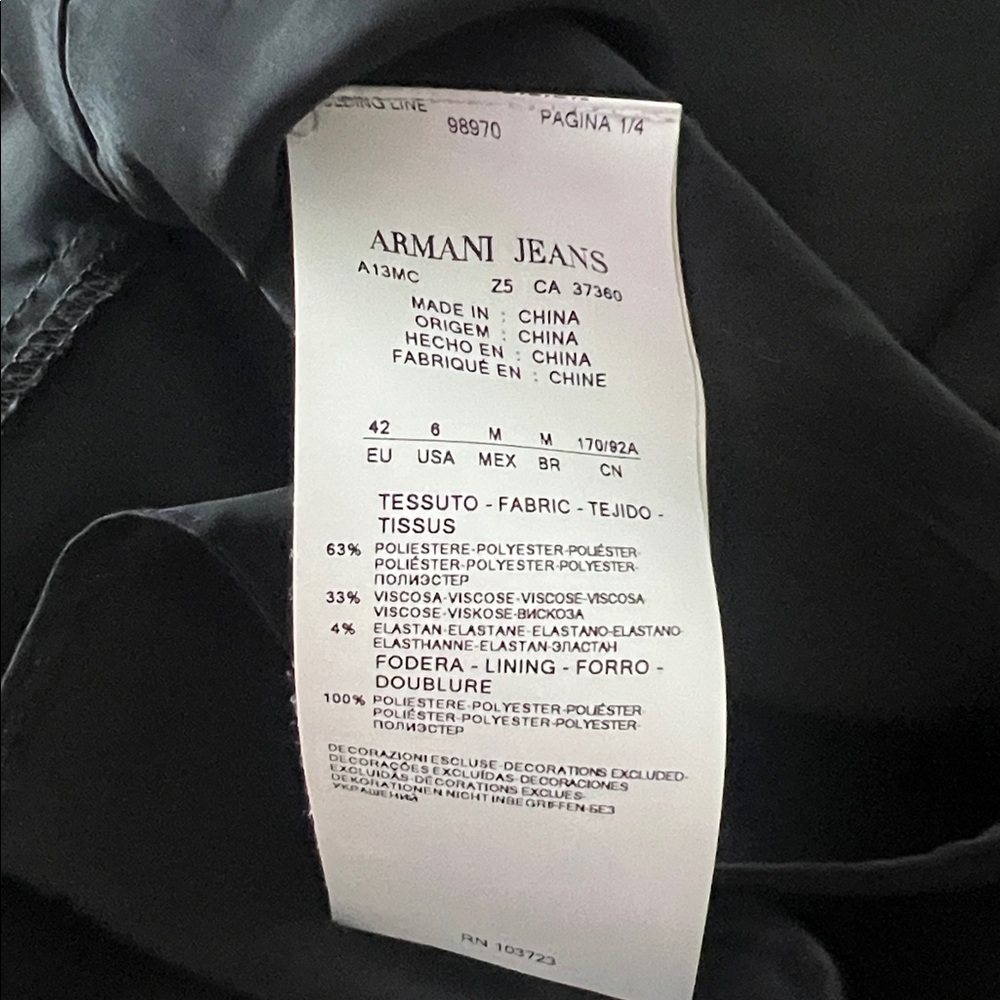 Armani Jeans Asymetrical Flap Dress Plaid Gray Black White size 6 - Picture 9 of 9